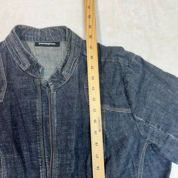 PENNINGTONS Women's 16 Jean Jacket Denim Blue Casual Zip-Up Classic Outerwear - Picture 11 of 16